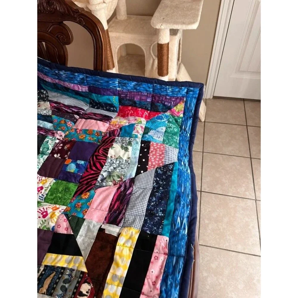 Handmade Reversible Scrappy Patchwork Quilt